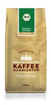 Hannoversche Kaffeemanufaktur Bolivia Altura, biologisch angebaut - fair gehandelt Hannoversche Kaffeemanufaktur Bolivia Altura, biologisch angebaut - fair gehandelt